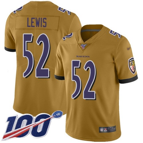 #Nike Ravens #52 Ray Lewis Gold Men's Stitched NFL Limited Inverted Legend 100th Season Jersey