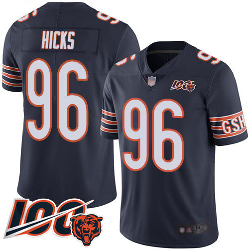 Nike Chicago Bears Men's #96 Akiem Hicks Navy Blue Home 100th Season Limited Jersey