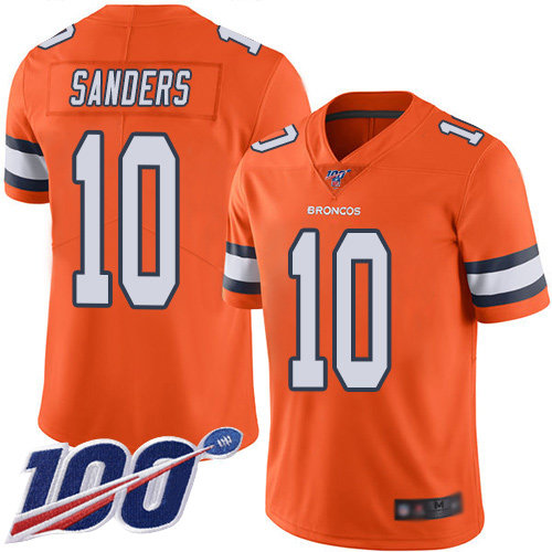 Nike Broncos #10 Emmanuel Sanders Orange Men's Stitched NFL Limited Rush 100th Season Jersey