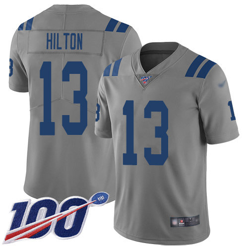 Nike Colts #13 T.Y. Hilton Gray Men's Stitched NFL Limited Inverted Legend 100th Season Jersey