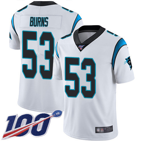 Nike Panthers #53 Brian Burns White Men's Stitched NFL 100th Season Vapor Limited Jersey