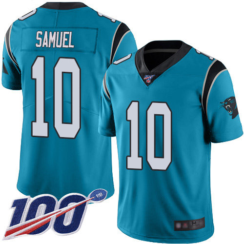 Nike Panthers #10 Curtis Samuel Blue Alternate Men's Stitched NFL 100th Season Vapor Limited Jersey