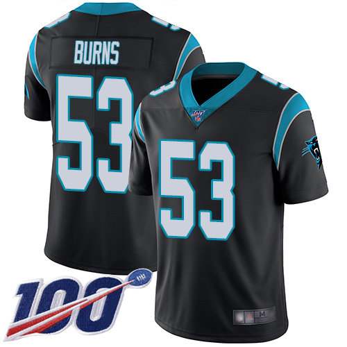 Nike Panthers #53 Brian Burns Black Team Color Men's Stitched NFL 100th Season Vapor Limited Jersey