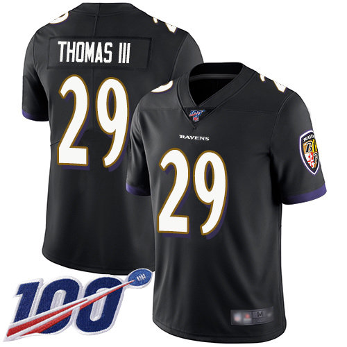 Nike Ravens #29 Earl Thomas III Black Alternate Men's Stitched NFL 100th Season Vapor Limited Jersey