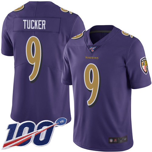 Nike Ravens #9 Justin Tucker Purple Men's Stitched NFL Limited Rush 100th Season Jersey