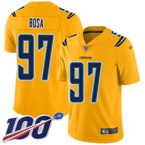 Nike Chargers #97 Joey Bosa Gold Men's Stitched NFL Limited Inverted Legend 100th Season Jersey