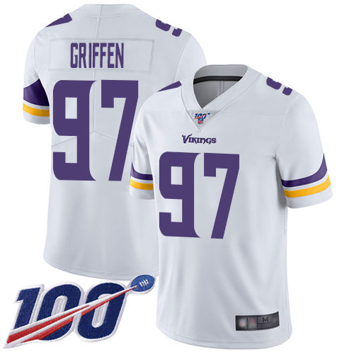 Nike Vikings #97 Everson Griffen White Men's Stitched NFL 100th Season Vapor Limited Jersey