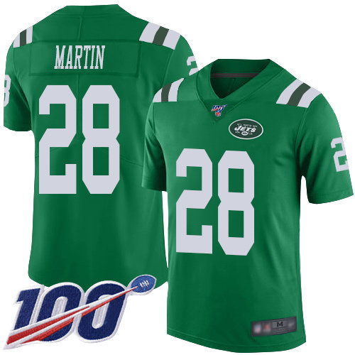 Nike Jets #28 Curtis Martin Green Men's Stitched NFL Limited Rush 100th Season Jersey