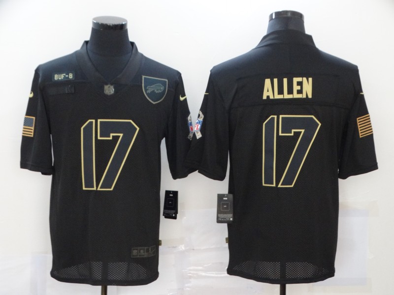 Men's Buffalo Bills #17 Josh Allen Black 2020 Salute To Service Stitched NFL Nike Limited Jersey