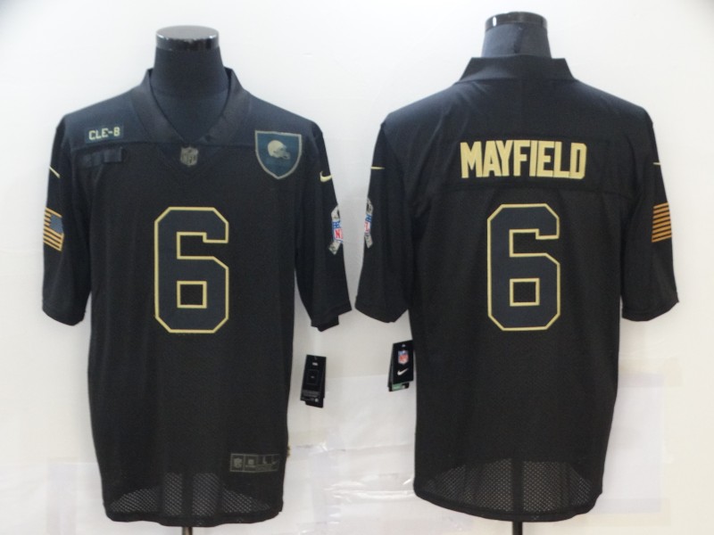 Men's Cleveland Browns #6 Baker Mayfield Black 2020 Salute To Service Stitched NFL Nike Limited Jersey