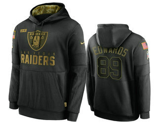 Men's Las Vegas Raiders #89 Bryan Edwards Black 2020 Salute To Service Sideline Performance Pullover Hoodie