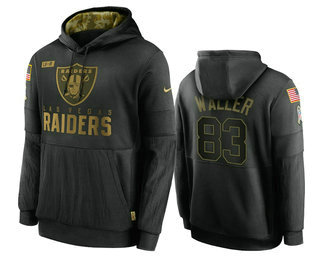 Men's Las Vegas Raiders #83 Darren Waller Black 2020 Salute To Service Sideline Performance Pullover Hoodie