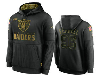 Men's Las Vegas Raiders #96 Clelin Ferrell Black 2020 Salute To Service Sideline Performance Pullover Hoodie