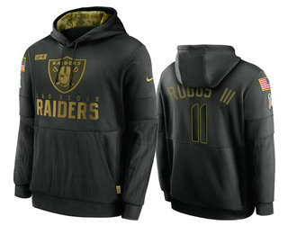 Men's Las Vegas Raiders #11 Henry Ruggs III Black 2020 Salute To Service Sideline Performance Pullover Hoodie