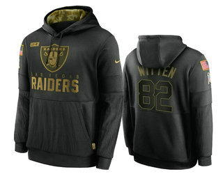 Men's Las Vegas Raiders #82 Jason Witten Black 2020 Salute To Service Sideline Performance Pullover Hoodie