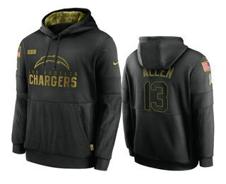 Men's Los Angeles Chargers #13 Keenan Allen Black 2020 Salute To Service Sideline Performance Pullover Hoodie