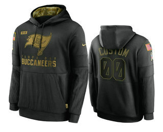 Men's Tampa Bay Buccaneers Custom Black 2020 Salute To Service Sideline Performance Pullover Hoodie