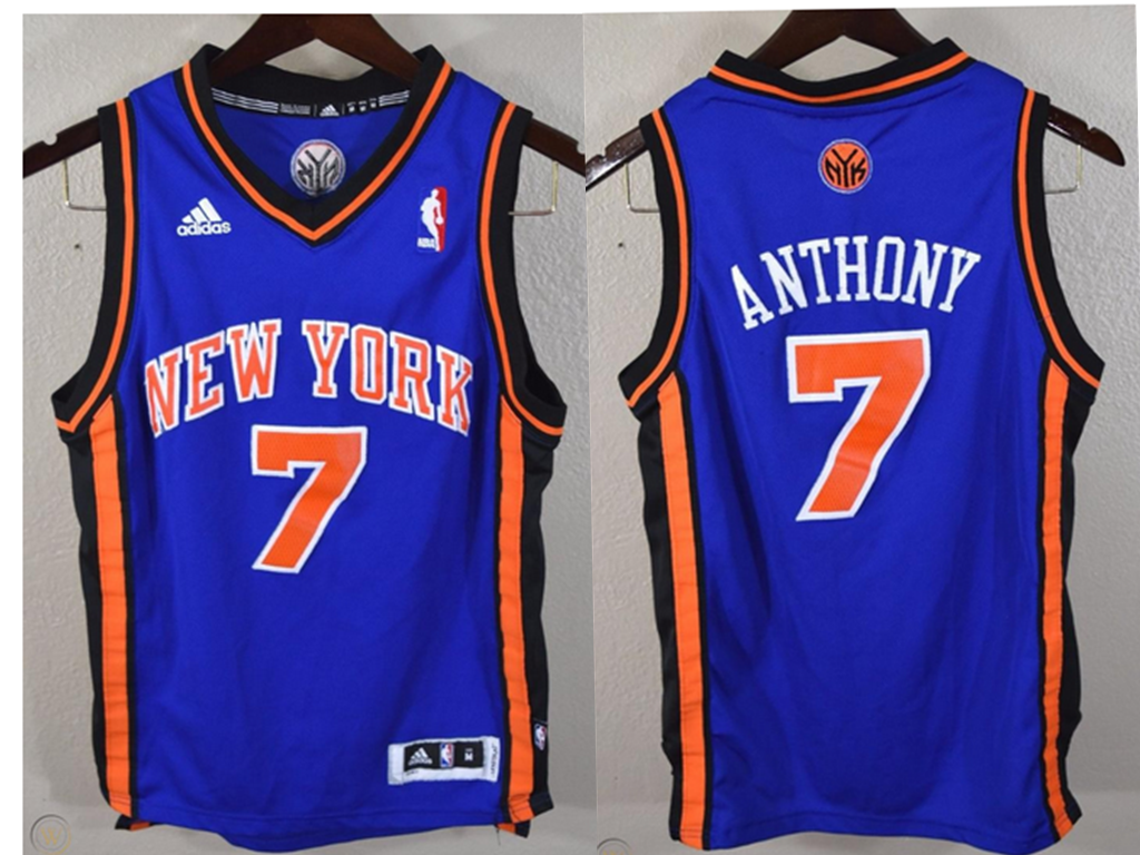 New York Knicks #7 Carmelo Anthony Revolution 30 Swingman Blue Jersey