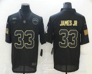 Men's Los Angeles Chargers #33 Derwin James Jr Black 2020 Salute To Service Stitched NFL Nike Limited Jersey