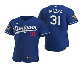 Men's Los Angeles Dodgers #31 Mike Piazza Royal 2020 World Series Authentic Flex Nike Jersey