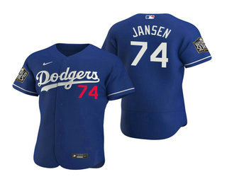 Men's Los Angeles Dodgers #74 Kenley Jansen Royal 2020 World Series Authentic Flex Nike Jersey