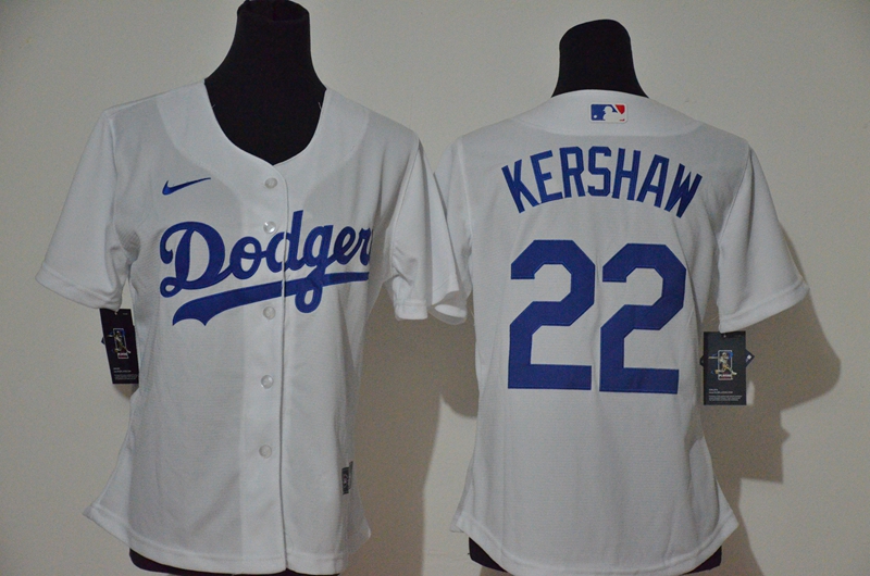 Women's Los Angeles Dodgers #22 Clayton Kershaw White Women 2020 Nike Cool Base Jersey