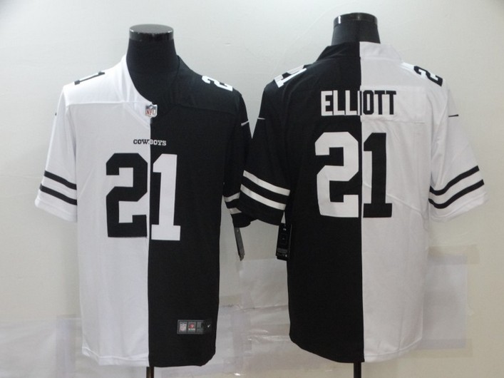 Men's Dallas Cowboys #21 Ezekiel Elliott White Black Peaceful Coexisting 2020 Vapor Untouchable Stitched NFL Nike Limited Jersey