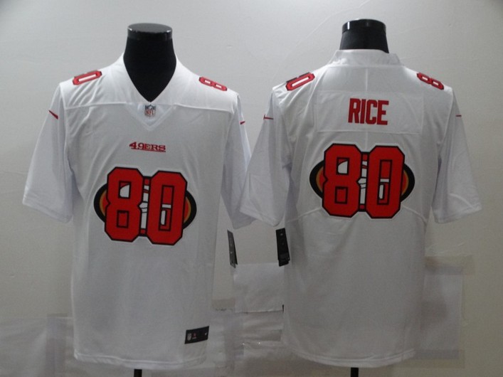 Men's San Francisco 49ers #80 Jerry Rice White 2020 Shadow Logo Vapor Untouchable Stitched NFL Nike Limited Jersey