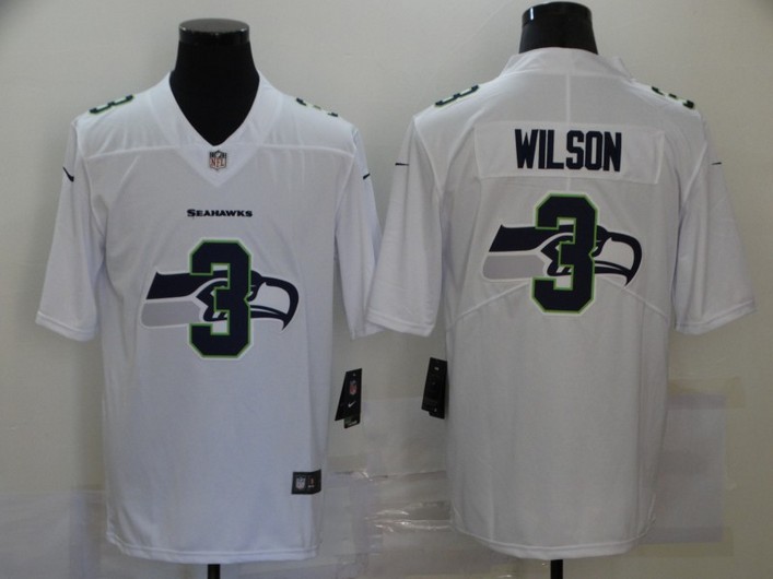 Men's Seattle Seahawks #3 Russell Wilson White 2020 Shadow Logo Vapor Untouchable Stitched NFL Nike Limited Jersey