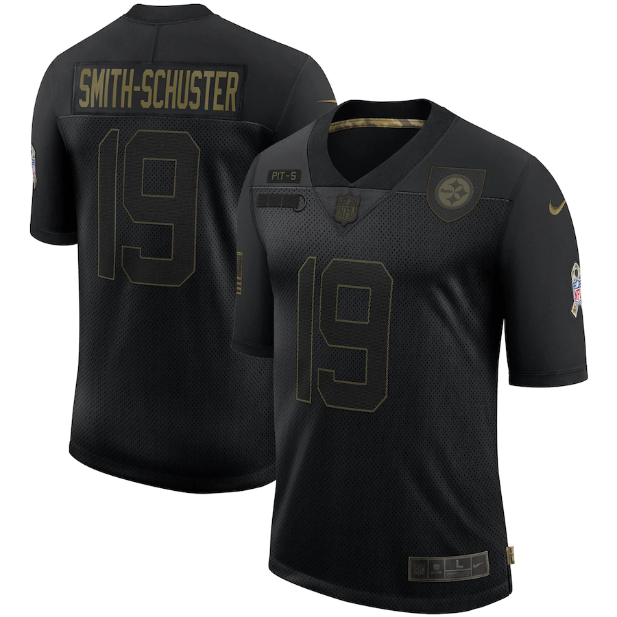 Nike Steelers 19 JuJu Smith Schuster Black 2020 Salute To Service Limited Jersey