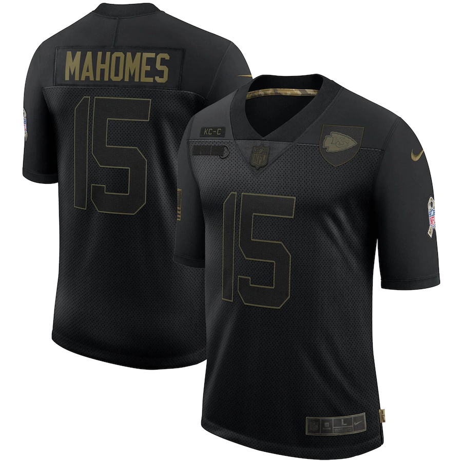 Nike Chiefs 15 Patrick Mahomes Black 2020 Salute To Service Limited Jersey