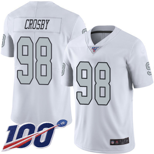 Oakland Raiders #98 Maxx Crosby Men's White Limited 100th Season Rush Vapor Untouchable Football Jersey