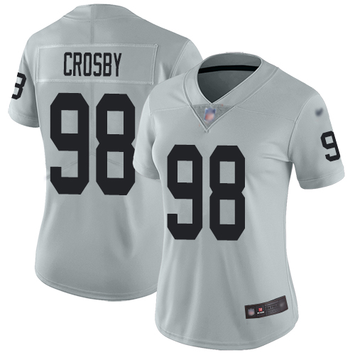 Oakland Raiders #98 Maxx Crosby Women's Silver Limited Inverted Legend Football Jersey