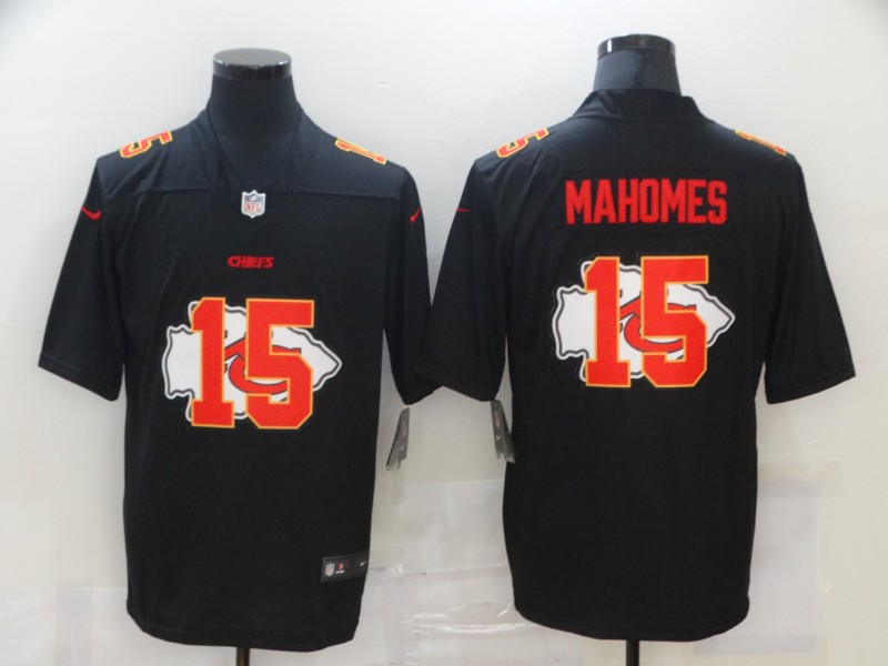 Men's Kansas City Chiefs #15 Patrick Mahomes Black 2020 Shadow Logo Vapor Untouchable Stitched NFL Nike Limited Jersey