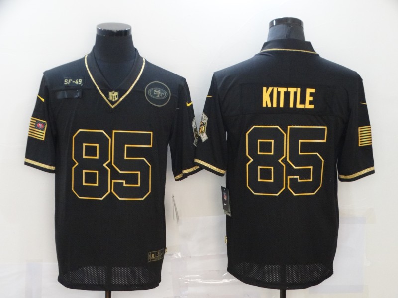 Men's San Francisco 49ers #85 George Kittle Black Gold 2020 Salute To Service Stitched NFL Nike Limited Jersey