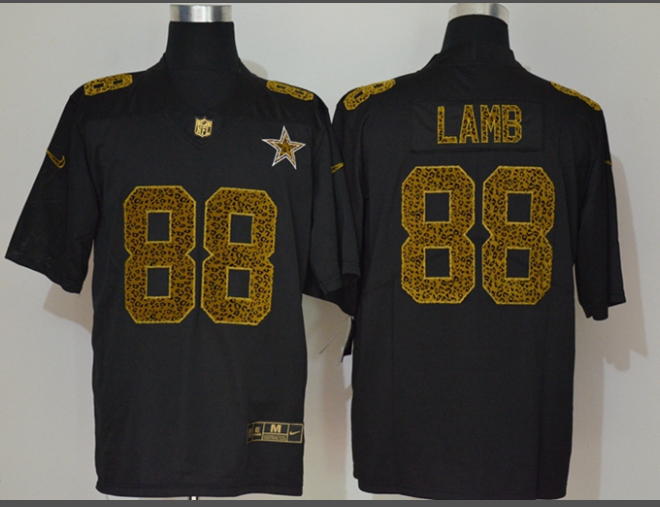 Men's Dallas Cowboys #88 CeeDee Lamb Black 2020 Nike Flocked Leopard Print Vapor Limited NFL Jersey