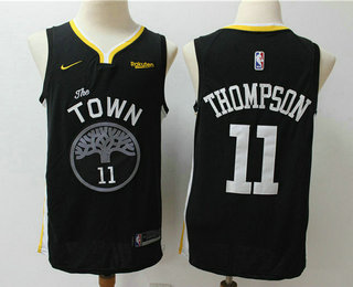 Men's Golden State Warriors #11 Klay Thompson Black 2019 Nike Swingman NEW Rakuten Logo Stitched NBA Jersey