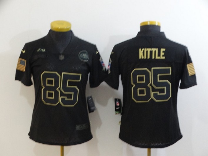 Women's San Francisco 49ers #85 George Kittle Black 2020 Salute To Service Stitched NFL Nike Limited Jersey