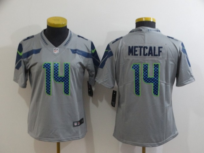 Women's Seattle Seahawks #14 D.K. Metcalf Grey 2017 Vapor Untouchable Stitched NFL Nike Limited Jersey