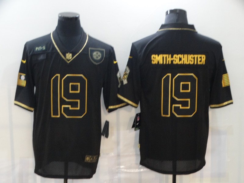 Men's Pittsburgh Steelers #19 JuJu Smith-Schuster Black Gold 2020 Salute To Service Stitched NFL Nike Limited Jersey