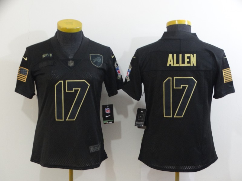 Women's Buffalo Bills #17 Josh Allen Black 2020 Salute To Service Stitched NFL Nike Limited Jersey