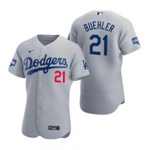 Los Angeles Dodgers #21 Walker Buehler Gray 2020 World Series Champions Jersey