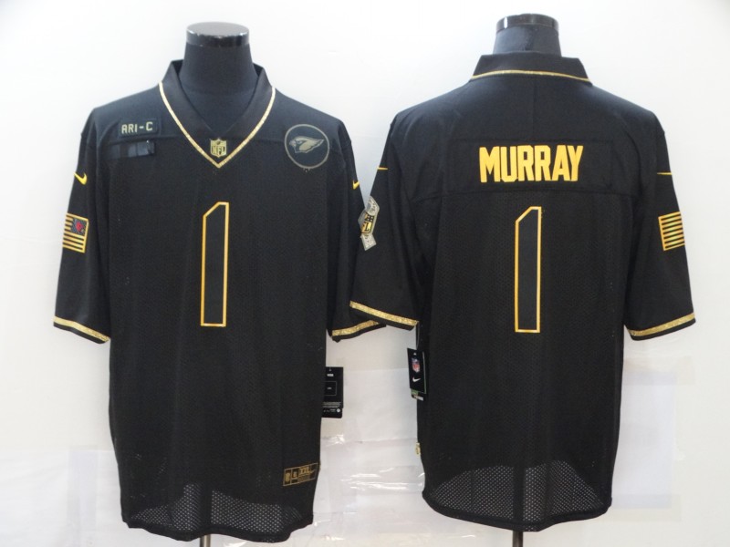 Men's Arizona Cardinals #1 Kyler Murray Black Gold 2020 Salute To Service Stitched NFL Nike Limited Jersey