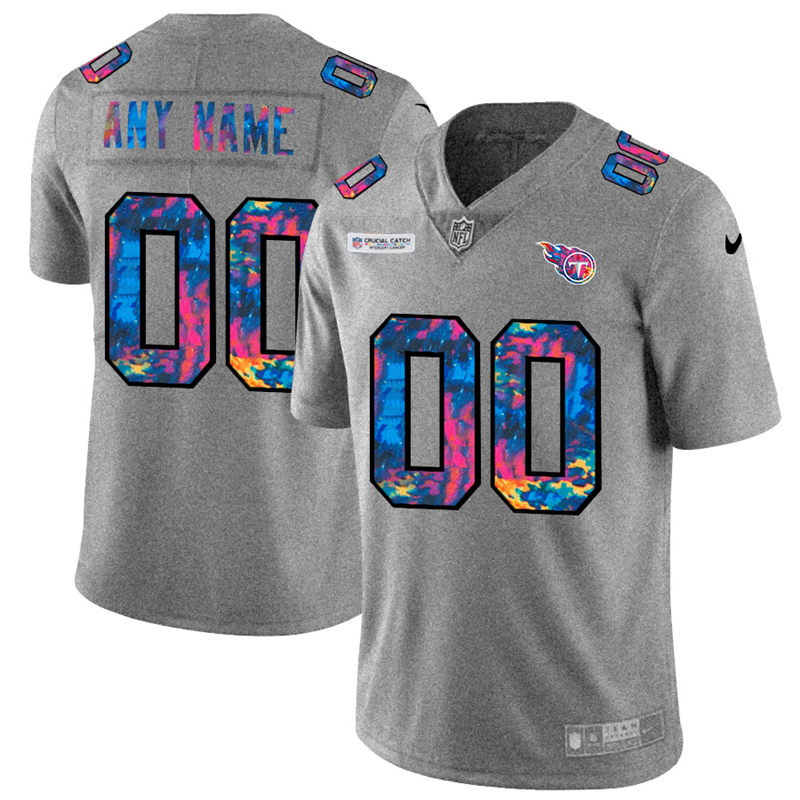 Tennessee Titans Custom Men's Nike Multi-Color 2020 NFL Crucial Catch Vapor Untouchable Limited Jersey Greyheather