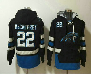 Men's Carolina Panthers #22 Christian McCaffrey NEW Black Pocket Stitched NFL Pullover Hoodie