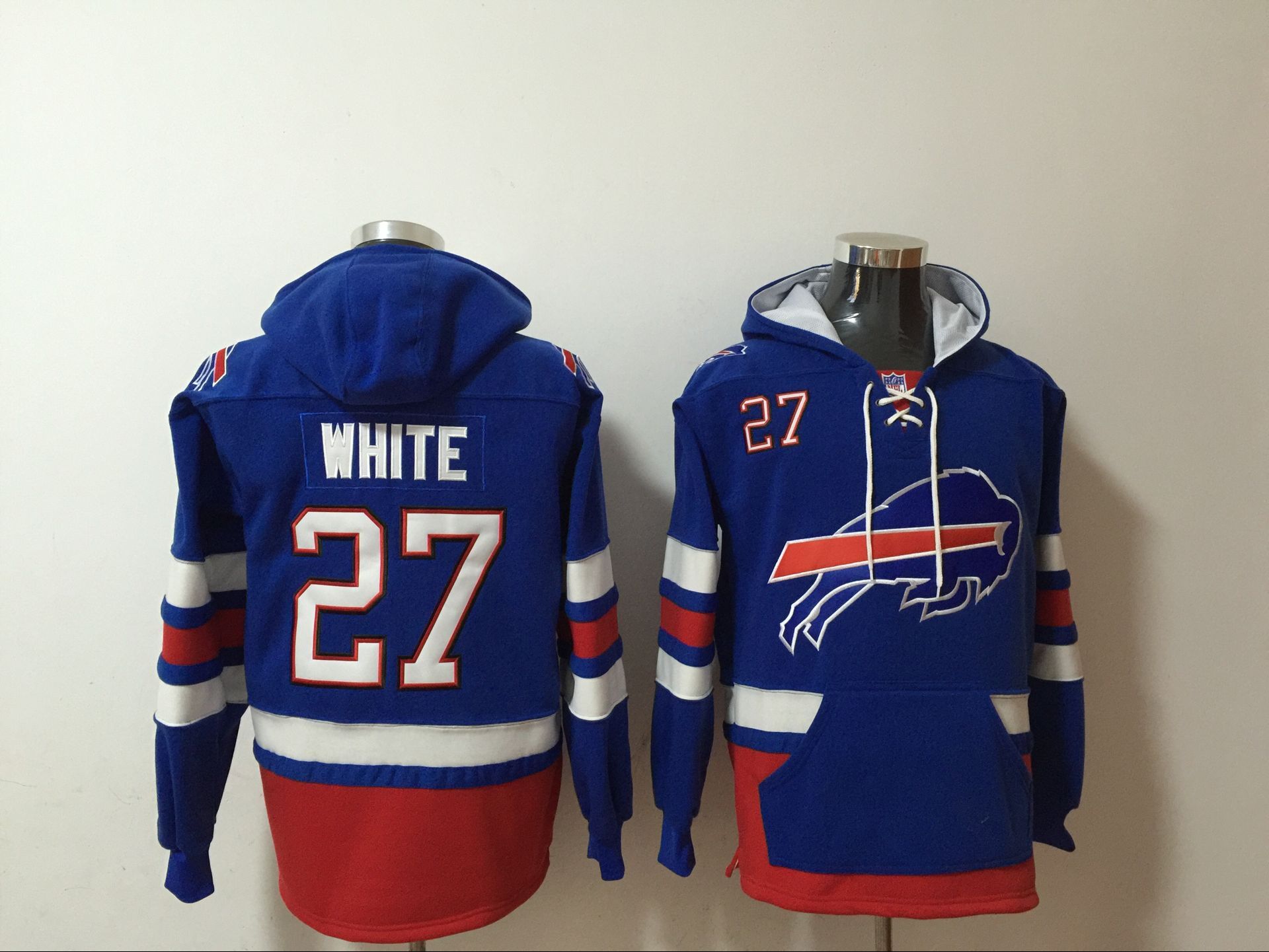 Men's Buffalo Bills #27 Tre'Davious White NEW Blue Pocket Stitched NFL Pullover Hoodie