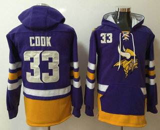 Men's Minnesota Vikings #33 Dalvin Cook NEW Purple Pocket Stitched NFL Pullover Hoodie