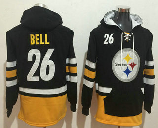 Men's Pittsburgh Steelers #26 Le'Veon Bell NEW Black Pocket Stitched NFL Pullover Hoodie