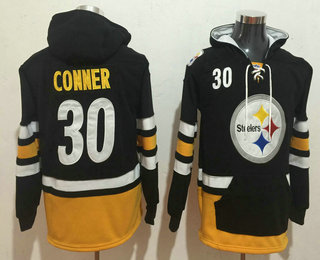 Men's Pittsburgh Steelers #30 James Conner NEW Black Pocket Stitched NFL Pullover Hoodie