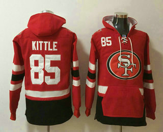 Men's San Francisco 49ers #85 George Kittle NEW Red Pocket Stitched NFL Pullover Hoodie